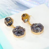 Jewelry New Fashion Handmade Round Stone Stud Earrings Unique Resin Earrings main image 5
