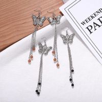Alloy Diamond Butterfly Tassel Earrings Long Dress Accessories Earrings main image 4