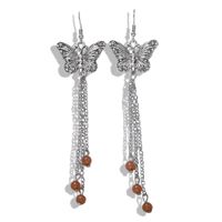 Alloy Diamond Butterfly Tassel Earrings Long Dress Accessories Earrings main image 5
