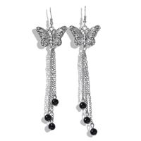 Alloy Diamond Butterfly Tassel Earrings Long Dress Accessories Earrings main image 6
