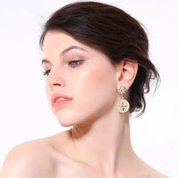 Alloy Diamond Round Asymmetric Earrings Earrings Accessories Textured Earrings main image 3