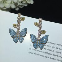 Butterfly Earrings Micro Zircon Leaves Flowers Long Tassel Earrings main image 4