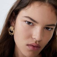 New Geometric Alloy Diamond Stud Earrings Double Ring Earrings Female main image 2