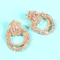 New Geometric Alloy Diamond Stud Earrings Double Ring Earrings Female main image 3