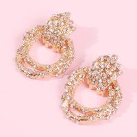 New Geometric Alloy Diamond Stud Earrings Double Ring Earrings Female main image 4