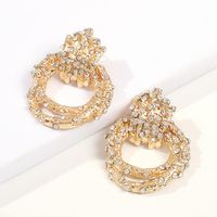 New Geometric Alloy Diamond Stud Earrings Double Ring Earrings Female main image 5