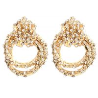 New Geometric Alloy Diamond Stud Earrings Double Ring Earrings Female main image 6