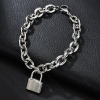 Lock Bracelet Titanium Steel Thick Chain Couple Love Lock Adjustable Bracelet sku image 1