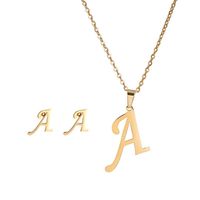 New Simple Letter Necklace Earrings Set Of 26 Letters Simple Creative Jewelry Stainless Steel sku image 1