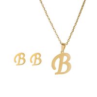 New Simple Letter Necklace Earrings Set Of 26 Letters Simple Creative Jewelry Stainless Steel sku image 2