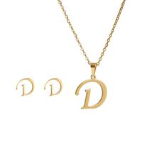 New Simple Letter Necklace Earrings Set Of 26 Letters Simple Creative Jewelry Stainless Steel sku image 4