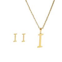 New Simple Letter Necklace Earrings Set Of 26 Letters Simple Creative Jewelry Stainless Steel sku image 9