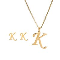 New Simple Letter Necklace Earrings Set Of 26 Letters Simple Creative Jewelry Stainless Steel sku image 11