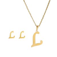 New Simple Letter Necklace Earrings Set Of 26 Letters Simple Creative Jewelry Stainless Steel sku image 12
