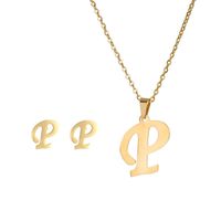New Simple Letter Necklace Earrings Set Of 26 Letters Simple Creative Jewelry Stainless Steel sku image 16