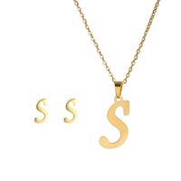 New Simple Letter Necklace Earrings Set Of 26 Letters Simple Creative Jewelry Stainless Steel sku image 20