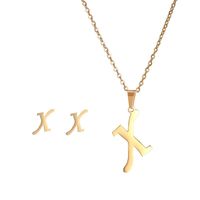New Simple Letter Necklace Earrings Set Of 26 Letters Simple Creative Jewelry Stainless Steel sku image 25