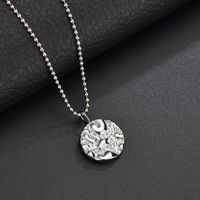 Simple And Irregular Concave Surface Ring Tag Female Necklace Stainless Steel Chain sku image 1