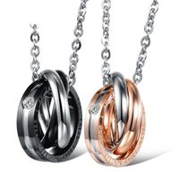 Jewelry Small Gift Ring Interlocking Titanium Steel Couple Necklace sku image 1