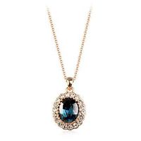 Vintage Fashion Accessories With Diamonds Oval Crystal Pendant Necklace Beautiful Jewelry sku image 3