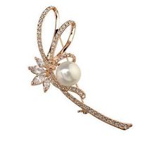 Exquisite Full Diamond Zircon Flower Pearl Brooch Bridal Accessories Fashion Brooch sku image 1