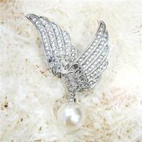 Korean Version Of The Brooch New Full Diamond Angel Wings Pearl Pendant Brooch High-end Clothing Hot Supply 350608 sku image 2