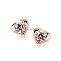 New Exquisite Simple Earrings High-grade Inlaid Stone Love Peach Heart Crystal Earrings sku image 1
