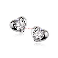 New Exquisite Simple Earrings High-grade Inlaid Stone Love Peach Heart Crystal Earrings sku image 2