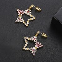 Jinse Alien Ohrringe Koreanische Mode Süße Fünfeckige Farbe Damen Blüten Blätter Anhänger Ohrringe Geschenk sku image 2