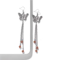 Alloy Diamond Butterfly Tassel Earrings Long Dress Accessories Earrings sku image 1