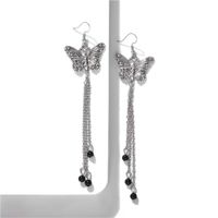 Alloy Diamond Butterfly Tassel Earrings Long Dress Accessories Earrings sku image 2