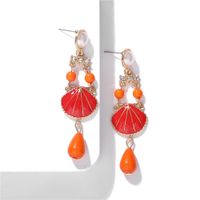 Alloy Diamond Pearl Shell Earrings Temperament Wild Jewelry sku image 1