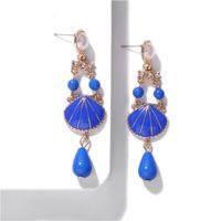 Alloy Diamond Pearl Shell Earrings Temperament Wild Jewelry sku image 2