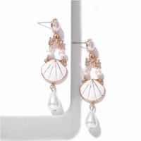 Style Coréen Nouvelle Mode Romantique Alliage Strass Perle Shell Boucles D'oreilles Tempérament Tout-match Accessoires Ventes Directes D'usine Boucles D'oreilles sku image 3