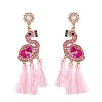 Flamingo Earrings Tassel Long Section With Diamonds Women's Earrings Female Earrings sku image 2