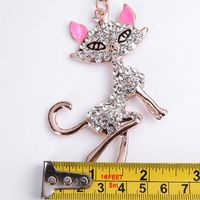 New Diamond-studded Fox Keychain Women's Key Pendant Metal Car Key Ring Creative Gift main image 4