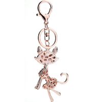 New Diamond-studded Fox Keychain Women's Key Pendant Metal Car Key Ring Creative Gift main image 3