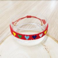 Neues Miyuki Einfaches Weibliches Armband Db Antike Reis Perlen Gewebte Rote Liebes Muster Hand Verzierung Go2boho main image 2