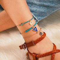 New Creative Popular Geometric Triangle Alloy Hollow Elephant Eyes Rice Beads Multilayer Anklet main image 3