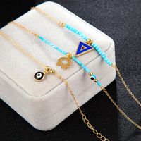 New Creative Popular Geometric Triangle Alloy Hollow Elephant Eyes Rice Beads Multilayer Anklet main image 5