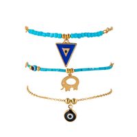 New Creative Popular Geometric Triangle Alloy Hollow Elephant Eyes Rice Beads Multilayer Anklet main image 6