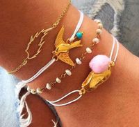 Fashion Alloy Bird Peanuts Anklet Pearl Leaves Hollow Anklet 5 Piece Set main image 1