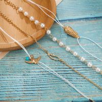 Fashion Alloy Bird Peanuts Anklet Pearl Leaves Hollow Anklet 5 Piece Set main image 5
