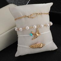 Fashion Alloy Bird Peanuts Anklet Pearl Leaves Hollow Anklet 5 Piece Set main image 4