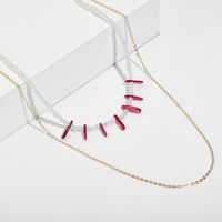 Neue Accessoires Exotische Reis Perlen Rote Lange Streifen Acryl Unregelmäßige Halskette Halskette Frauen main image 4