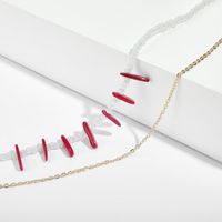 Neue Accessoires Exotische Reis Perlen Rote Lange Streifen Acryl Unregelmäßige Halskette Halskette Frauen main image 5
