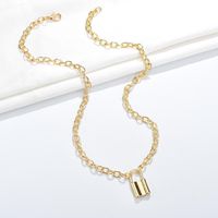 New Fashion Alloy Thick Double Chain Lock Pendant Necklace Female main image 4