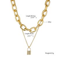 New Fashion Alloy Thick Double Chain Lock Pendant Necklace Female main image 5