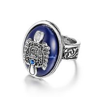 Punk Vampire Diaries Bohemian Carving Pattern Alloy Natural Lapis Ring main image 1