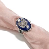 Punk Vampire Diaries Bohemian Carving Pattern Alloy Natural Lapis Ring main image 5